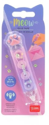 Legami Colla a Nastro Meow, Nastro Adesivo, a Forma di Zampa, Incolla in Pochi Secondi con Precisione, 2x10 cm