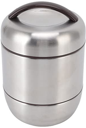 Brrnoo Isolierter Lebensmittelbehälter, Tragbarer Lunch-Crock Pot mit Fach, 1,5 L Isolierte Lunchbox, 4-lagiger Stapelbarer Lunchbehälter, Edelstahl-Lebensmittelbox, Stapelbare Lunchbox