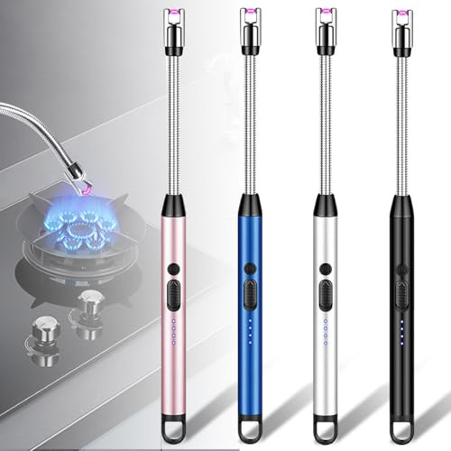 GOMETY 4Pcs Lichtbogen Feuerzeug Elektrisch, Aufladbar USB Elektronisches Stabfeuerzeug für Kerzen Anzünden, Grill, Camping, Kamin (Farbe)