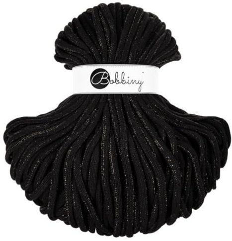 BOBBINY 9mm Jumbo Flechtkordel 1200 g Garn Makramee 50 Farben 100 m, Farbe:Golden Black