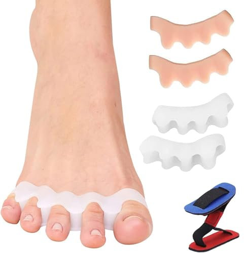 HNYGS-EU Zehenspreizer Hallux Valgus Silikon, 4 Stück Zehenspreizer, 1 Stück Korrekturbandage, Zehenspreizer, zur Linderung von Hallux Valgus Schmerzen, geeignet für Herren und Damen