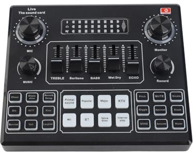 Qukaim Kit multifunzione con scheda audio live e microfono a sospensione, set microfono a condensatore per registrazione broadcasting per computer e telefoni cellulari, ligent Webcast Live Sound Card