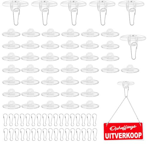 ZMDMAH Pack of 100 Ceiling Hooks Self-Adhesive 22 mm Transparent with Metal Rings - Extra Strong Adhesive Hooks No Drilling for Fairy Lights Plants - Self-Adhesive Hooks Ceiling for Bathroom Kitchen