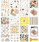 GLOBLELAND 18 Blatt Transferfolie Zum Aufreiben Mit Bohemian Muster 3.9x3.6 Zoll Gelbe Blumen Aufkleber Für Zuhause Bunte Streifen Transferfolie Für Möbel Vasen Glas Kunsthandwerk Dekorationen