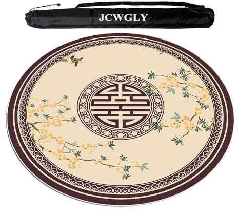 JCWGLY Tapis De Table Rond Chinois pour Mahjong, pour Jeux De Cartes Et De Société, Nappe Épaisse Et Silencieuse avec Envers Antidérapant, Facile À Nettoyer(90cm/35.44in)