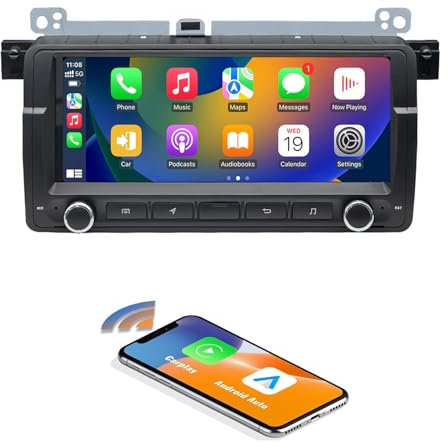 Android Autoradio Mit GPS Navigation HD Bildschirm Touch Display mit Carplay Auto Radio für BMW 3er E46 316i 318d 318i 320d 320i 323i 325i 325xi/BMW M3 Coupe Convertible Sedan/Limousine Cabriolet
