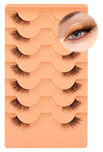 Half Lashes Natural Look Falsche Wimpern Nerz 3/4 Eckwimpern Klares Band Fake Wimpern 7 Paar Multipack