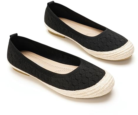 GLAMORA Chaussures plates pour femme, tissu texturé, semelle en sparthe, antidérapante, poids léger