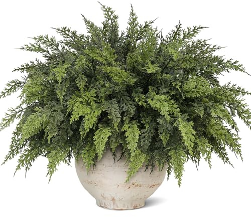 12 Pcs 18Artificial Lifelike Touch Christmas Cedar Branches for Vase Decor | Realistic Cedar Picks, Faux Greenery Plant Stems, Fake Pine Picks, for DIY Crafts/Garland/Wreath/Table/Xmas/Indoor Decor