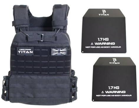 BODYPOWER TITAN Tactical Weighted Vest (Vest & Weights - 5kg / 10lbs total)