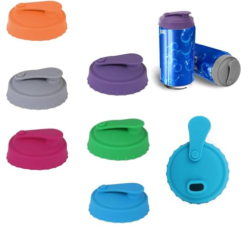 6PCS Silicone Can Covers for Drinks, Reusable Leak-Proof Can Lids for Standard Soda Cans, Spill-Proof Beer Can Covers with Straw Slot, BPA-Free Can Toppers for Juice Cola