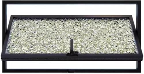 CATANK Ventana de Vidrio de privacidad giratoria de 360° con burlete, 60, 70, 80, 90 y 100 cm de Largo, empotrada, Rectangular, para iluminación y ventilación (Negra, 60 x 30 cm/23,62 x 1