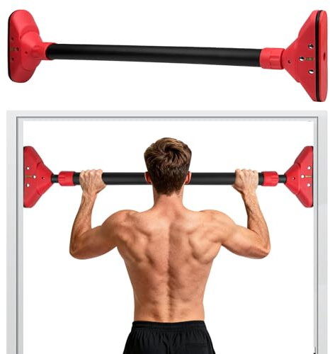 Amdoticknpf Klimmzugstange Türrahmen, Klimmzugstange Pull Up Bar mit Neues Drehbares Zahnradschloss, Reckstange Ohne Schrauben 72-95 cm Ausziehbar, Tragkraft bis 200 Kg, für Training Zuhause