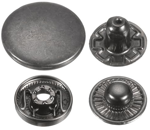QUARKZMAN 60 Sets 20mm Druckknopf Kappen Metall Druckknöpfe Legierung Aufnäh Knöpfe für Taschen Leder Marine Boot Segeltuch (Schwarz Grau)