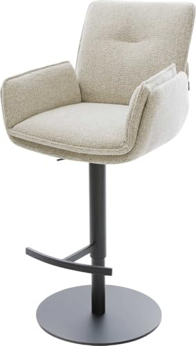DELIFE Barstuhl NELA-Flex Drehfuß höhenverstellbar Metall Schwarz Webstoff Soft Beige