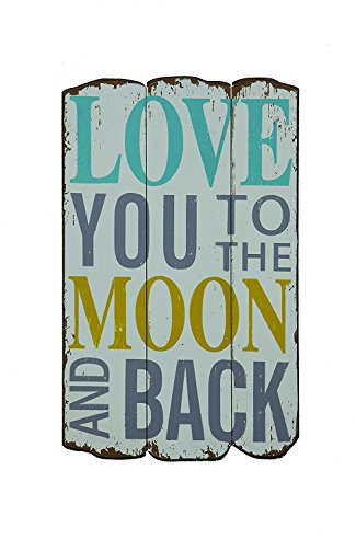 Creative Co-op DA3771 Wood Love You to the Moon and Back Wall Plaque