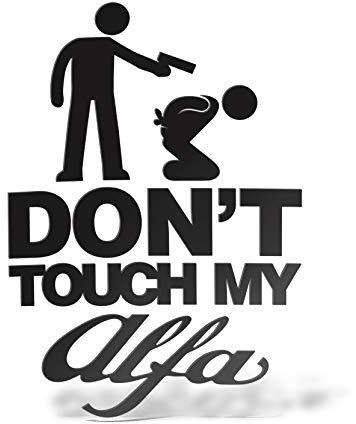 ERREINGE Sticker compatibile per ALFA ROMEO DON'T TOUCH MY ALFA DUB JDM TUNING NERO Adesivo prespaziato in PVC per Auto Lunotto Finestrino - cm 12