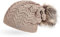 Neverless Coole Damen Strickmütze Strick-Beanie gefüttert mit Fell-Bommel, Winter-Mütze, Bommelmütze, dunkel-beige Unisize