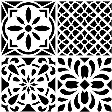 Artemio Carreau Ciment Fleuri Pochoir Home Déco, Plastique, Multicolore, 30 x 30 x 1 cm