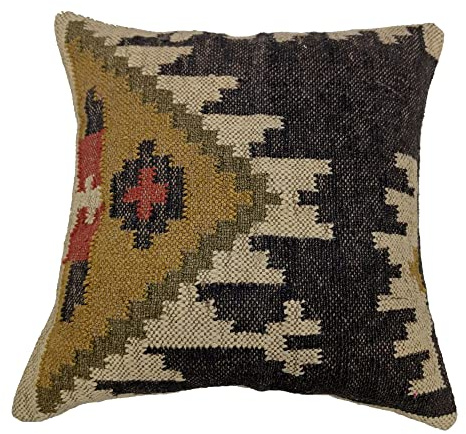 Trade Star indischen Kissenbezug aus Jute, handgewebte Teppich Kissen, Kelim Kissenbezug 18 x 18, Boho Home Decor, Vintage Kissen Schutzhülle Muster 11