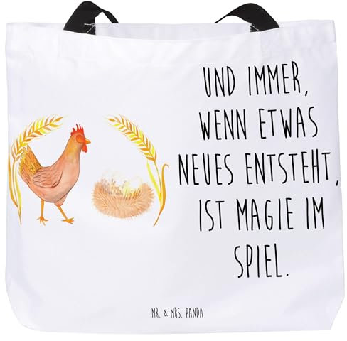 Mr. & Mrs. Panda Shopper Huhn Stolz - Geschenk, Landleben, Alltagstasche, Tragebeutel, Hoftiere, Landwirt, Bauernhof, Schwangerschaft, Tasche,