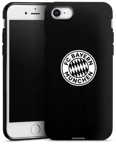 Silikon Hülle kompatibel mit Apple iPhone 7 Case schwarz Handyhülle FC Bayern München Wappen FCB