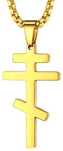 FaithHeart vergoldete Kreuzkette Herren Damen Orthodoxe Kreuzkette Religiöser Orthodoxe Kreuz Anhänger für die orthodoxen Gläubigen…