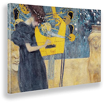 Giallobus - Gemälde - Gustav Klimt - Die Musik - Leinwand - 100x70 - Bereit zum Aufhängen - Moderne Gemälde für zu Hause