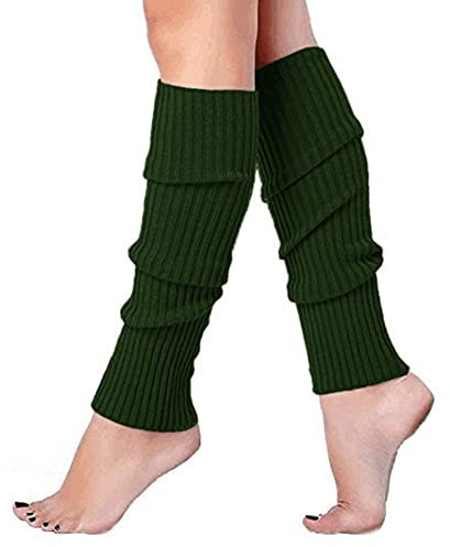 Taigood Damen Beinwärmer Stulpen Legwarmers gestrickte Strümpfe 80er Jahre 1980er Jahre dunkelgrün One size