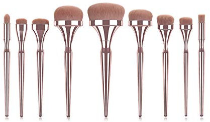 Logiverl Lot de 9 pinceaux de maquillage inclus avec fond de teint anti-cernes, fard à paupières, sourcils, lèvres, pinceau plat