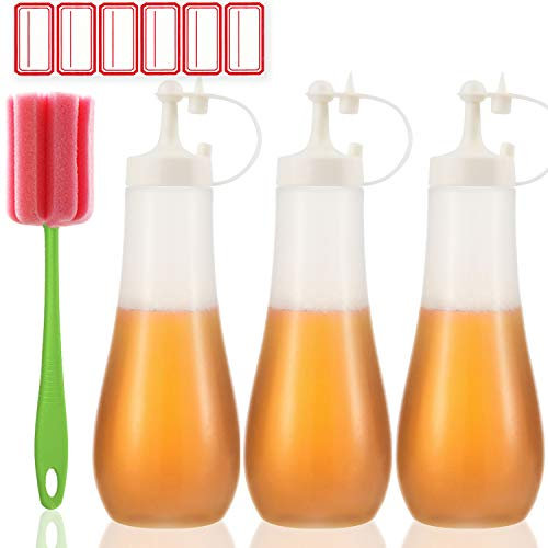 Quetschflasche für Gewürze, Sauce, Quetschflasche für Küche, Kunststoff, Sirup, Salat, Dressing, Behälter, Lebensmittelspender für Öl, Ketchup, Grillplatte, heiße Soße, Catsup, Pfannkuchen, Kunst, 340