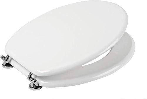 Toilettensitz, abnehmbar, für WC-Sitz, Weiß, Scharnier aus Chrom, normaler oder sanfter Softclose, Scharnier/Verschluss: normal