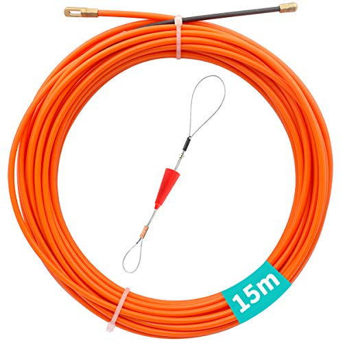 Akuoly 15M Einziehband Einziehdraht Einziehspirale Einziehhilfen Einzugsband zum Einziehen von Kabeln in Leerrohren, φ4,0mm, Nylon Rot
