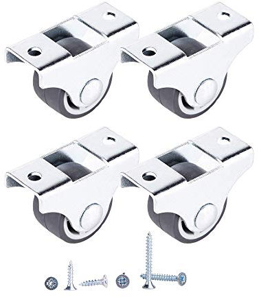 (4 Stück) 25 mm Kleine Radrollen Gummiräder Feste Rollen Hochleistungsrollen Nicht Schwenkbar Möbelräder Rollen Mit Montageplatten Schrauben Enthalten (4)