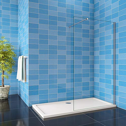 Walk In Parete per Doccia Vetro Temperato 8mm Anticalcare Trasparente inclusa Barra Stabilizzatrice da 90 cm Tagliabile 110x190cm