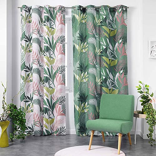 Douceur d'Intérieur, Rideau à Oeillets (140 x 260 cm) Assana Kaki, Polyester Imprimé