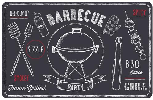 d-c-fix set de table Rio Barbecue ardoise - lavable - plastique PVC vinyle dessous assiette - 29 cm x 44 cm rectangulaire