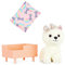Glitter Girls Puppenzubehör – Kuscheltier Hund Pomeranian Chica mit Hundebett und Hundekissen – Accessoires für 36 cm Puppen, Plüschtier Spielzeug für Kinder ab 3 Jahre (3 Teile)