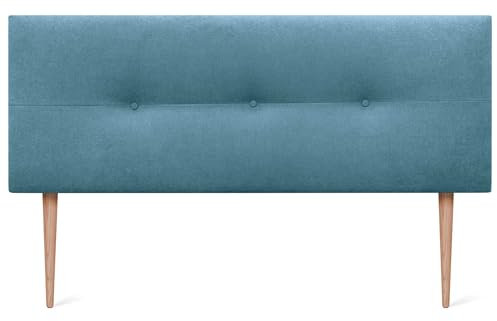 DHOME Kopfteil aus Kunstleder oder Stoff AQUALINE Pro Kopfteil Polsterkopfteil Luxusbett (Stoff Türkis, 145x105cm Mit Füßen (Betten 120/135/140))