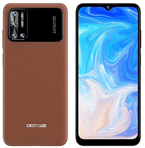 DOOGEE N40 PRO Android 11 Smartphone, Octa-Core 6GB+128GB, 6,52’’HD+ Cellulare Telefono, Batteria 6380mAh, Fotocamera Quad 20MP, Fotocamera Frontale 16MP, DUAL SIM Impronte Digitali Marrone