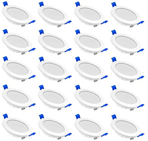 Froadp 20 Stück Einbauleuchten Decken, 230V LED Deckenleuchte Flach Einbaustrahler Set, Aluminium Deckenspots Haushalt, Ultraslim LED Spots für Wohnzimmer Bad Küche Büro (5W, Kaltweiß)