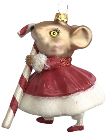 Maus Mäuschen Candy Mouse Weihnachtsbaumkugel Glas Christbaumschmuck Weihnachten
