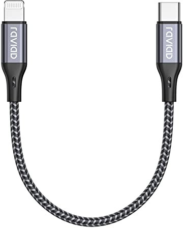 RAVIAD Cable USB C a iPhone 0.5M [MFi Certificado] Cable Cargador iPhone Carga Rápida Power Delivery Cable Tipo C a iPhone para iPhone 13 Pro Max/13 Mini/12 Pro/11/SE 2020/XR/XS/X/8/8 Plus - Gris