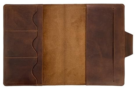 Leather Worx, LEUCHTTURM A5 Heftumschlag mit Kartenfächern, handgefertigt aus Vollnarbenleder (Notizbuch nicht im Lieferumfang enthalten), stabil, perfekt zum Aufbewahren von Tagebuch, edler,