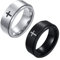 JewelryWe Schmuck 2pcs Fidget Angst Ringe Herren Edelstahl Kreuz Anti-Angst Spinner Ring Drehringe Roller Bandringe Stressabbauende Band Gravur Schwarz Silber Größe 54