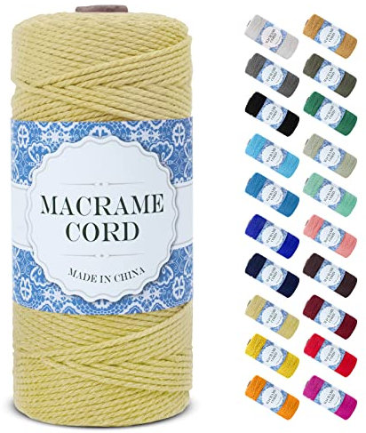 Uiopa Corda Macrame 2mm x 200m, Filo Macrame Corda Cotone Macramè Filo, 3 Fili Cordoncino Cotone Spago Colorata, Cordino per Borse Uncinetto Arazzo da Parete Artigianato Fai Da Te Appendini per Piante