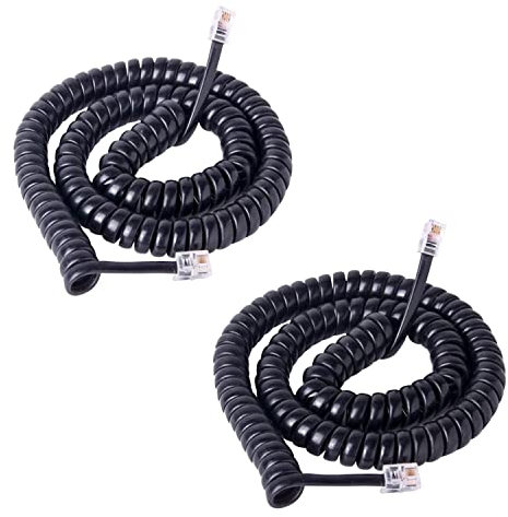 FUSHUI Cavo telefonico 4 metri, 2 Cavi Cavo Telefonico Antigroviglio, Filo Cornetta Telefono Fisso, Cavo Telefonico RJ9 4P4C si Applica Family Phone Accessorio Telefonico