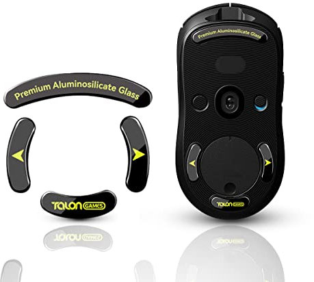TALONGAMES Curved Edges Ultra Strong Glass Mouse Feet Skates Compatible with Logitech G PRO Wireless Gaming Mouse Feet Replacement,Super Smooth Glide Fast and Durable Sole (Black)