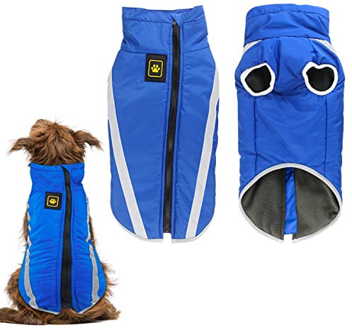 Hund Wintermantel, Hunde Wintermantel Wasserdicht, Mit Fleece gefütterte Hundejacke für kleine, mittelgroße Hunde den Winter und kaltes Wetter Winddichte extraweiche Hundeweste (3XL, blau)