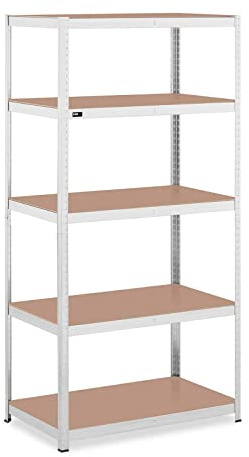 MSW Schwerlastregal 100 x 60 x 200 cm für 5 x 150 kg Grau Metallregal Kellerregal